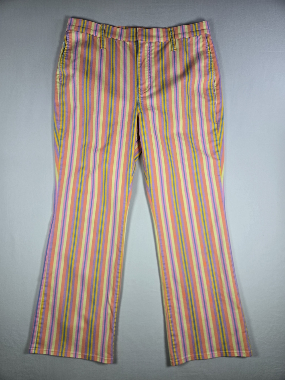 J.Crew Rainbow Striped Slim Demi-Boot Chino Festival Pants 34x27.5